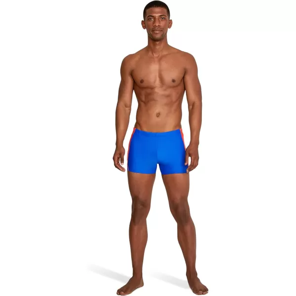 Speedo Mens Swimsuit Square Leg SpliceBlueSpicy Orange