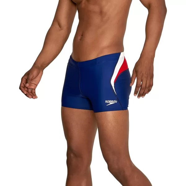 Speedo Mens Swimsuit Square Leg SpliceSplice RedWhiteBlue