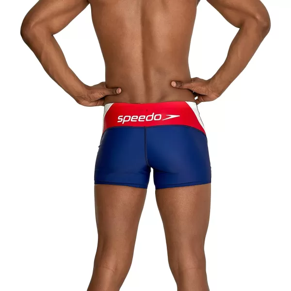 Speedo Mens Swimsuit Square Leg SpliceSplice RedWhiteBlue