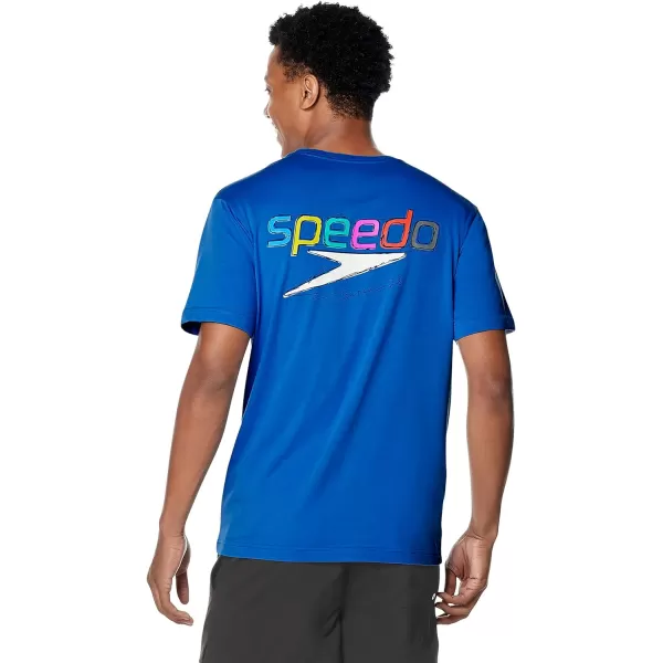 Speedo Mens TShirt Short Sleeve Crew Neck GraphicMulti Light Heather Grey