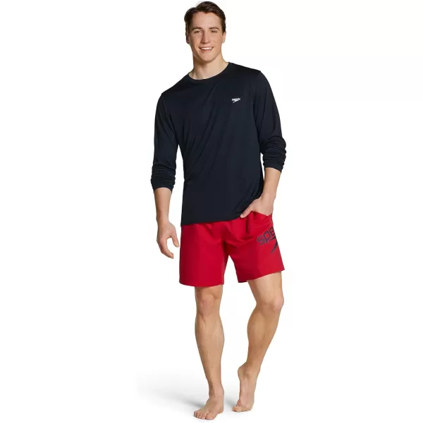 Speedo Mens UV Swim Shirt Basic Easy Long Sleeve Regular FitPeacoat