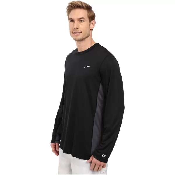 Speedo Mens UV Swim Shirt Long Sleeve Longview TeeBlackBlack