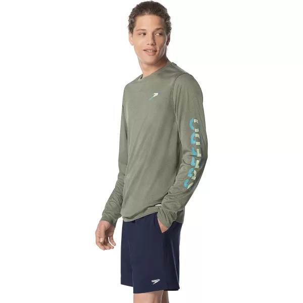 Speedo Mens Uv Swim Shirt Graphic Long Sleeve TeeBlock Douglas Fir Eco