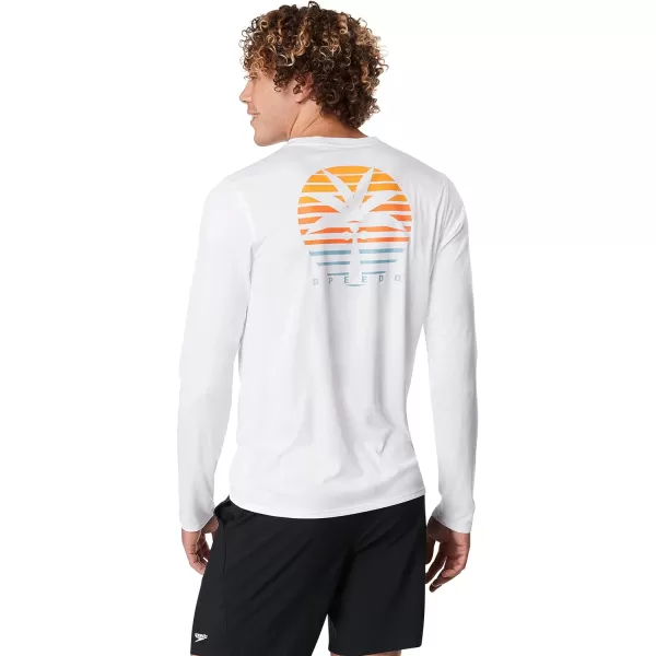 Speedo Mens Uv Swim Shirt Graphic Long Sleeve TeeBright White