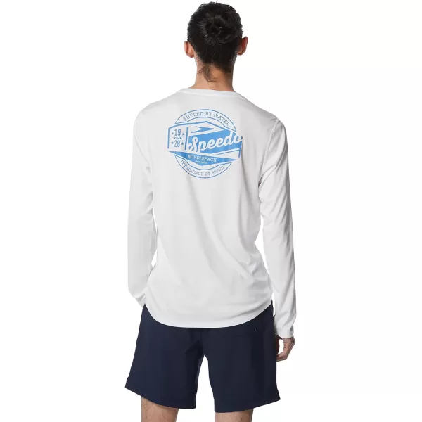 Speedo Mens Uv Swim Shirt Graphic Long Sleeve TeeFueled Bright White