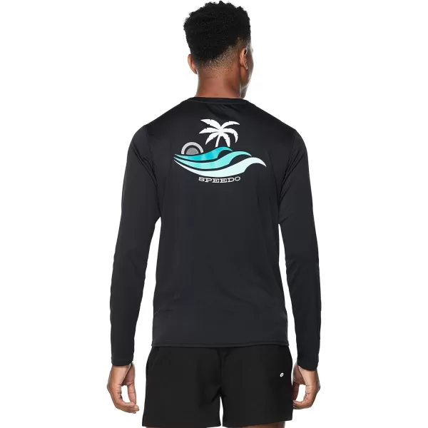Speedo Mens Uv Swim Shirt Graphic Long Sleeve TeeIsland Anthracite