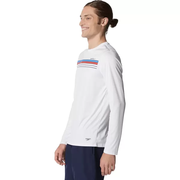 Speedo Mens Uv Swim Shirt Graphic Long Sleeve TeeLanes Bright White
