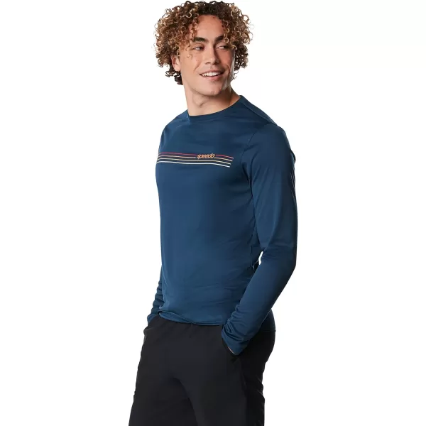 Speedo Mens Uv Swim Shirt Graphic Long Sleeve TeeMoonlit Ocean