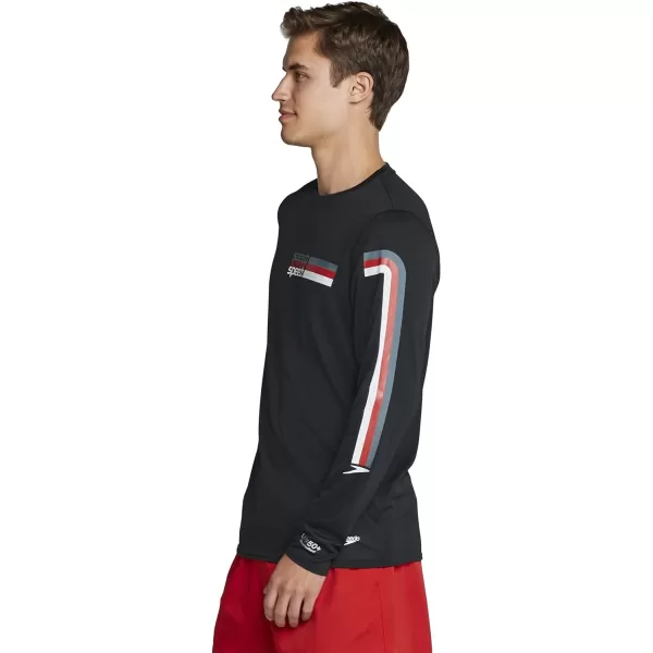 Speedo Mens Uv Swim Shirt Graphic Long Sleeve TeeSpeedo Black