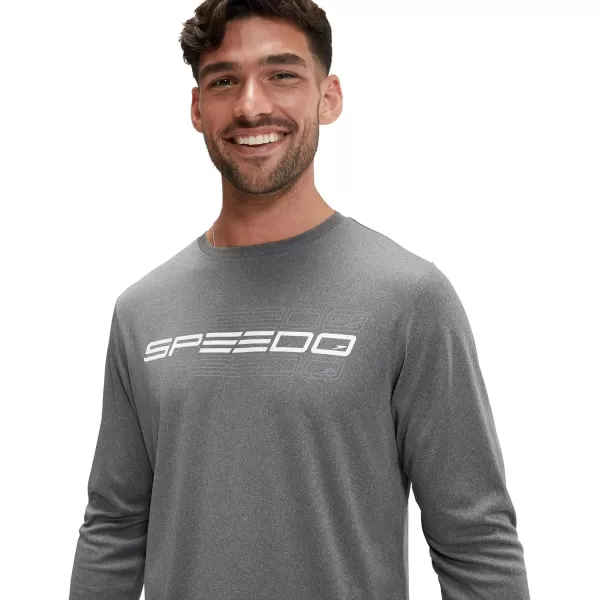 Speedo Mens Uv Swim Shirt Graphic Long Sleeve TeeStacked Logo Anthracite