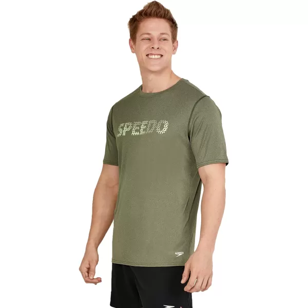 Speedo Mens Uv Swim Shirt Graphic Short Sleeve TeeHexalator Douglas Fir