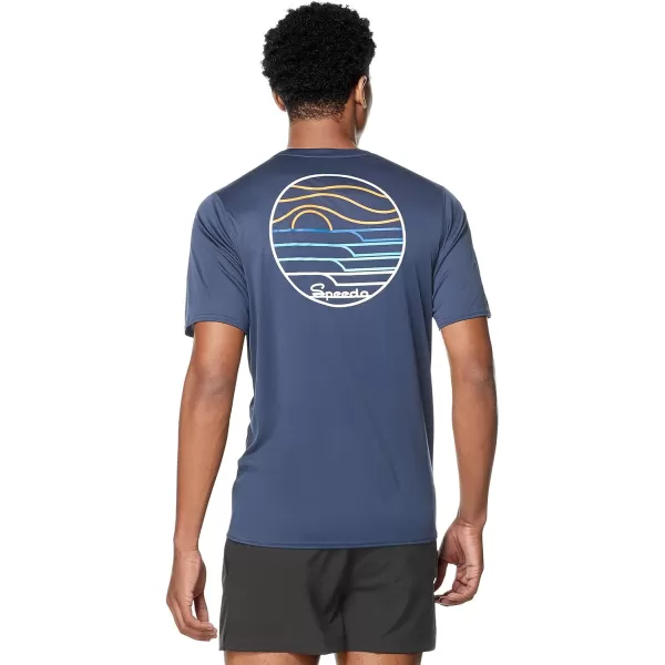 Speedo Mens Uv Swim Shirt Graphic Short Sleeve TeeHorizon Peacoat