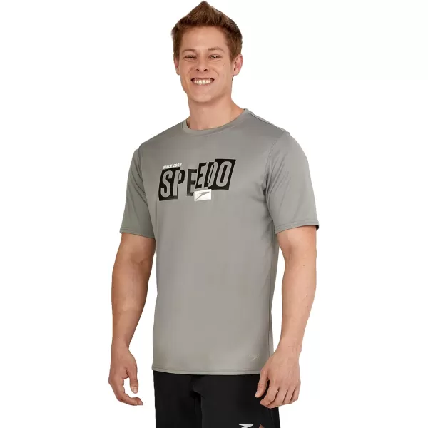 Speedo Mens Uv Swim Shirt Graphic Short Sleeve TeeLettered Monument