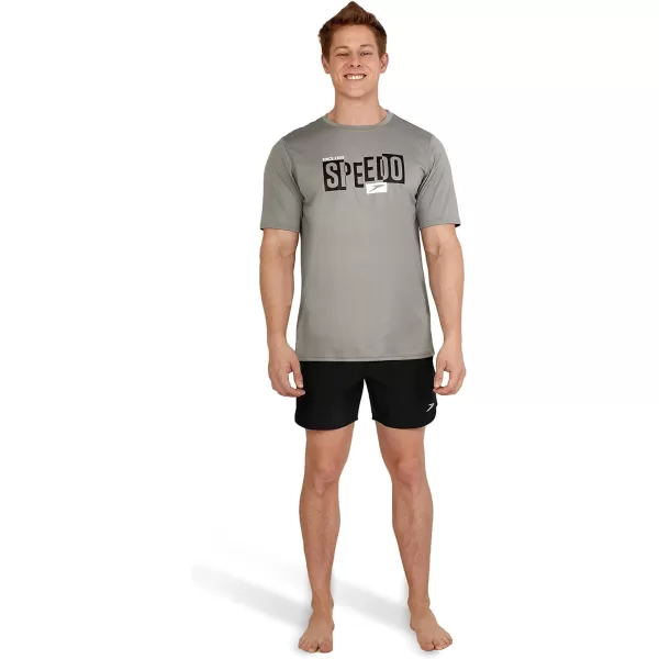 Speedo Mens Uv Swim Shirt Graphic Short Sleeve TeeLettered Monument