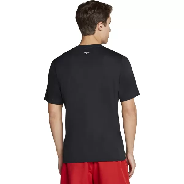 Speedo Mens Uv Swim Shirt Graphic Short Sleeve TeeSpeedo Black