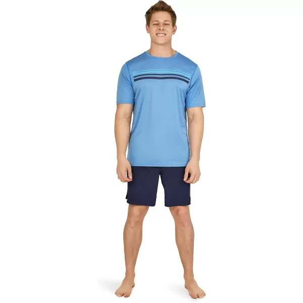 Speedo Mens Uv Swim Shirt Graphic Short Sleeve TeeStripe Palace Blue