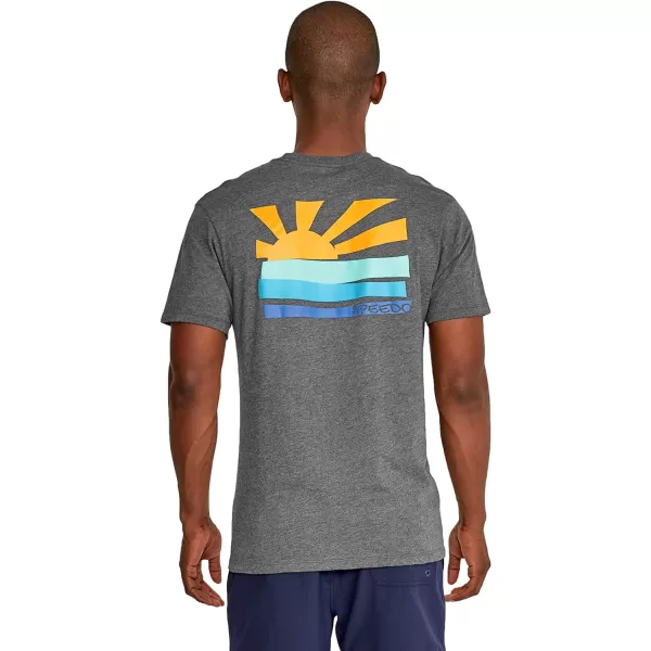Speedo Mens Uv Swim Shirt Graphic Short Sleeve TeeSunrise Peacoat Eco