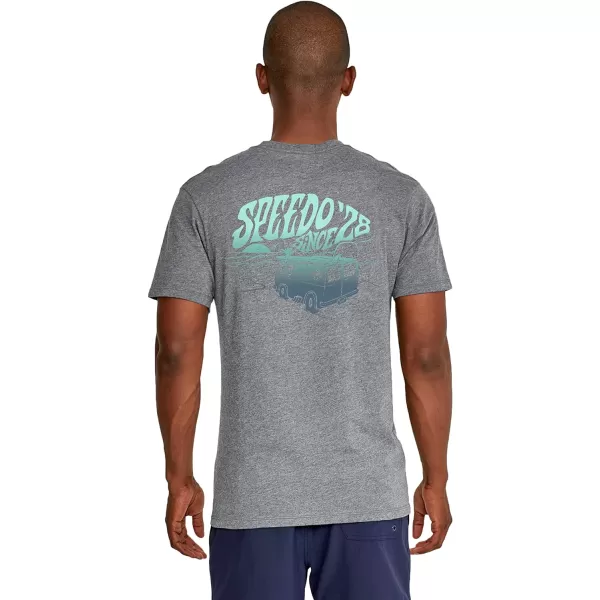 Speedo Mens Uv Swim Shirt Graphic Short Sleeve TeeVan Grey Heather Eco