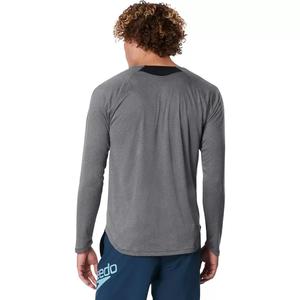 Speedo Mens Uv Swim Shirt Long Sleeve Fitness RashguardBlack Heather