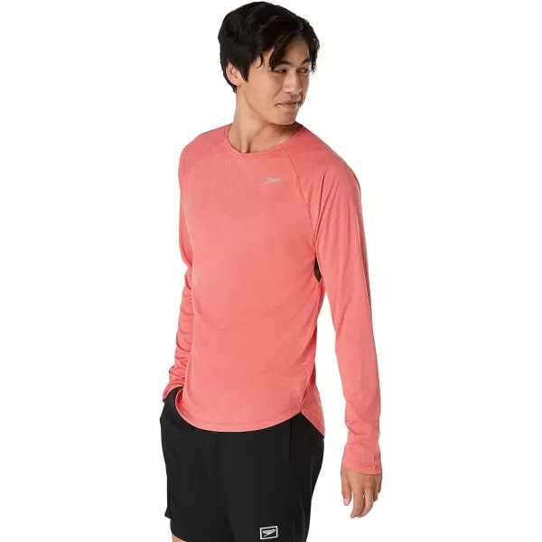 Speedo Mens Uv Swim Shirt Long Sleeve Fitness RashguardHigh Risk Red