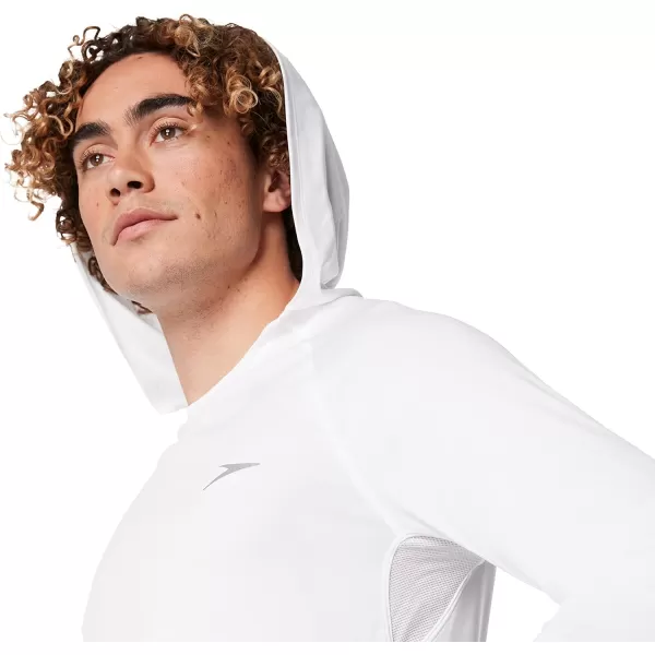 Speedo Mens Uv Swim Shirt Long Sleeve Fitness RashguardHooded White