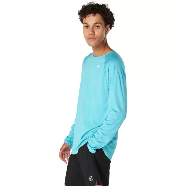 Speedo Mens Uv Swim Shirt Long Sleeve Fitness RashguardScuba Blue
