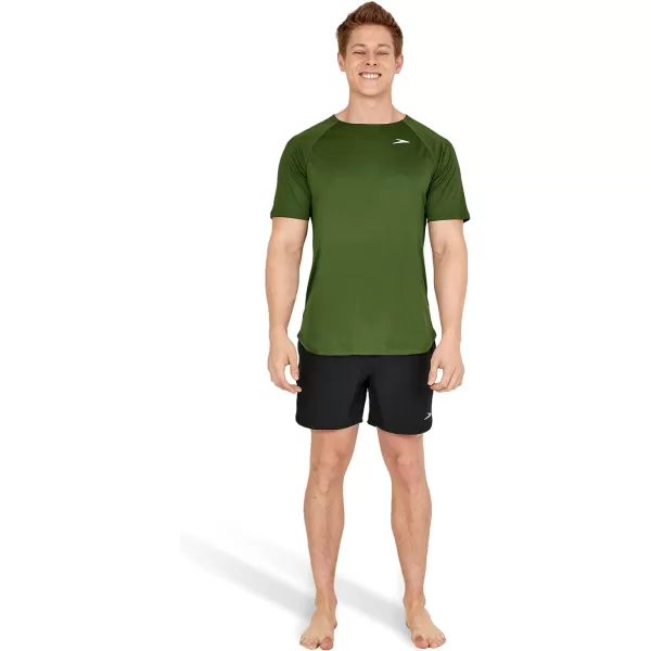 Speedo Mens Uv Swim Shirt Short Sleeve Fitness RashguardDouglas Fir