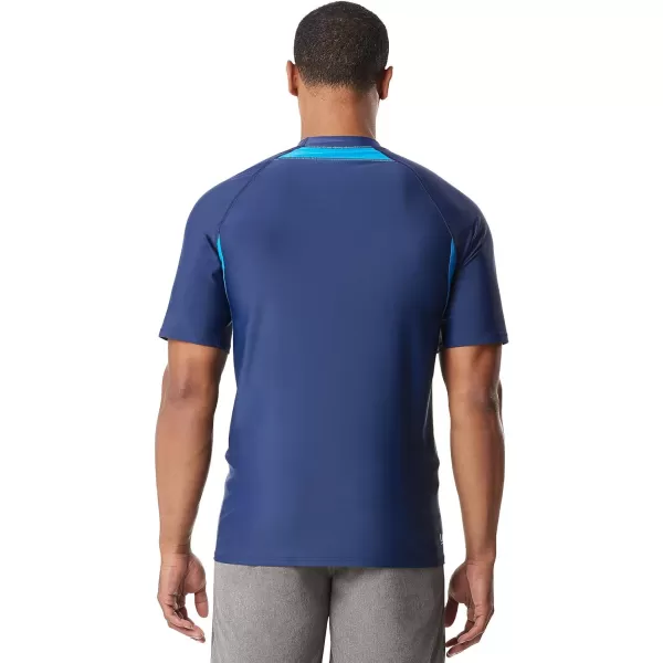Speedo Mens Uv Swim Shirt Short Sleeve Fitness RashguardSpeedo Navy