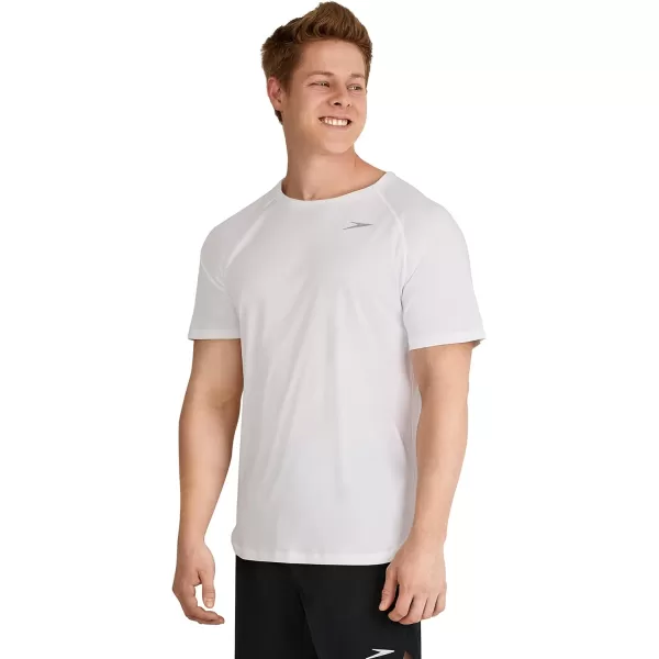 Speedo Mens Uv Swim Shirt Short Sleeve Fitness RashguardWhite