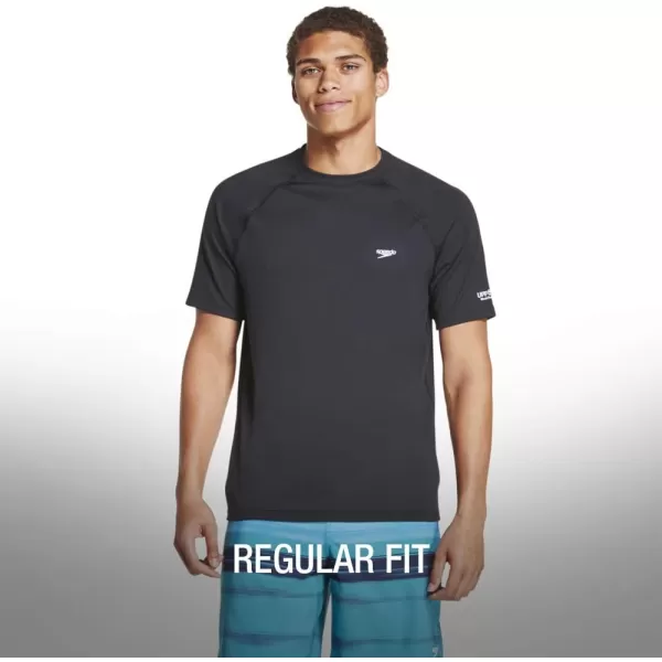 Speedo Mens Uv Swim Shirt Short Sleeve Regular Fit SolidGranite