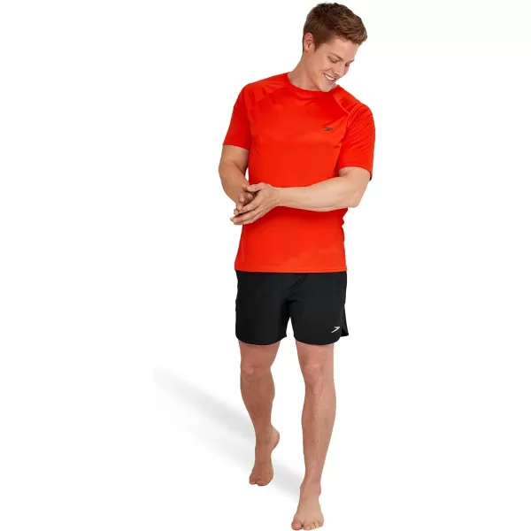 Speedo Mens Uv Swim Shirt Short Sleeve Regular Fit SolidSpicy Orange