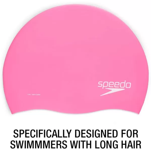 Speedo UnisexAdult Swim Cap Silicone Long HairPink