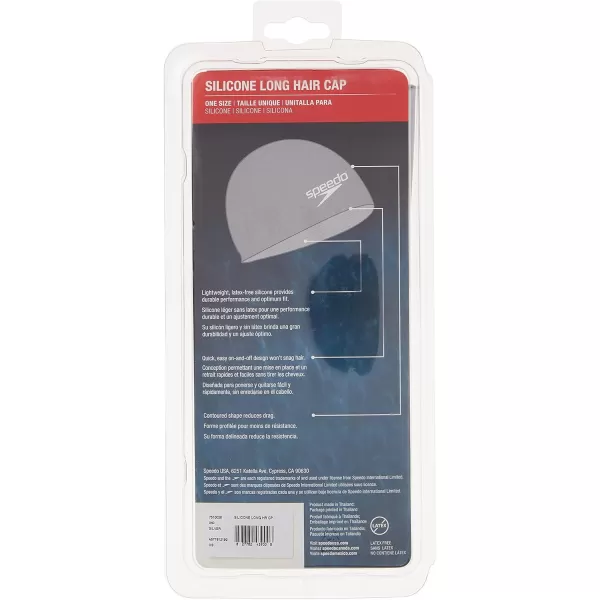 Speedo UnisexAdult Swim Cap Silicone Long HairSilver