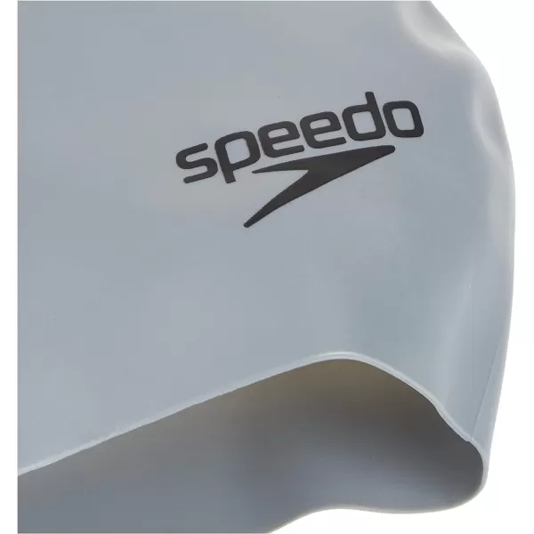 Speedo UnisexAdult Swim Cap Silicone Long HairSilver