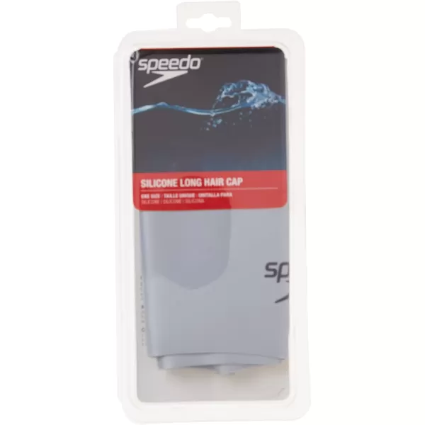 Speedo UnisexAdult Swim Cap Silicone Long HairSilver