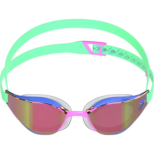 Speedo UnisexAdult Swim Goggles Mirrored Fastskin Hyper EliteGreen GlowCobalt PopOrchid ShineRuby