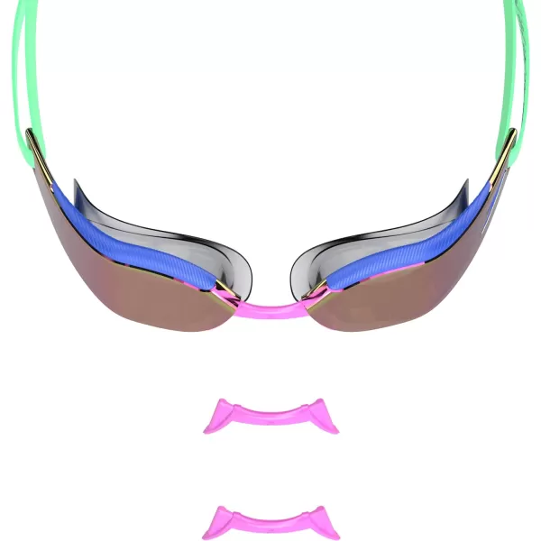 Speedo UnisexAdult Swim Goggles Mirrored Fastskin Hyper EliteGreen GlowCobalt PopOrchid ShineRuby