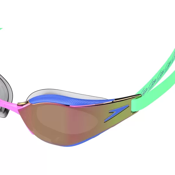 Speedo UnisexAdult Swim Goggles Mirrored Fastskin Hyper EliteGreen GlowCobalt PopOrchid ShineRuby