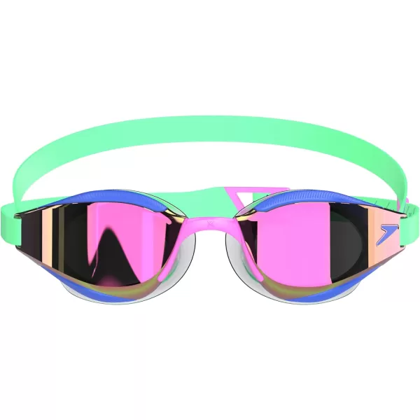 Speedo UnisexAdult Swim Goggles Mirrored Fastskin Hyper EliteGreen GlowCobalt PopOrchid ShineRuby