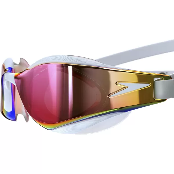 Speedo UnisexAdult Swim Goggles Mirrored Fastskin Hyper EliteWhiteOxid GreyRose Gold