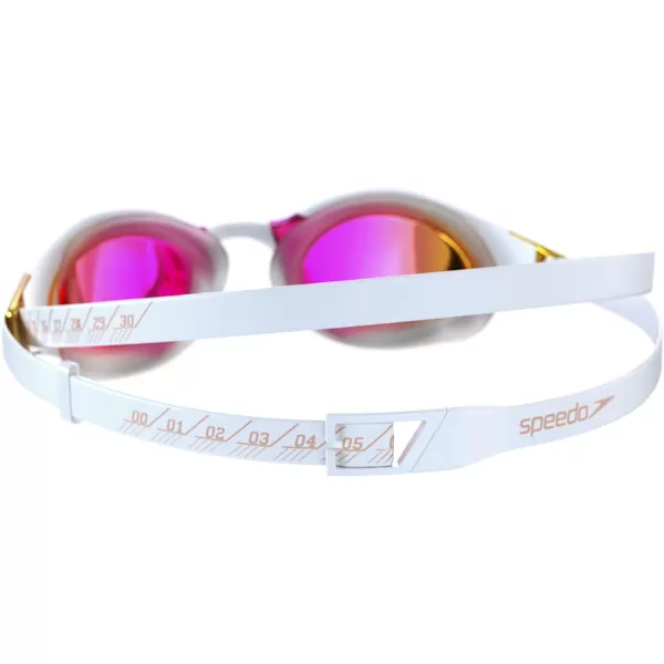 Speedo UnisexAdult Swim Goggles Mirrored Fastskin Hyper EliteWhiteOxid GreyRose Gold