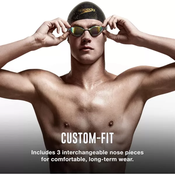 Speedo UnisexAdult Swim Goggles Mirrored Fastskin Pure FocusBlueGoldGrey