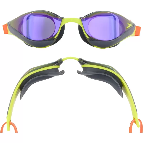 Speedo UnisexAdult Swim Goggles Mirrored Fastskin Pure FocusSalsoAtomic LimeViolet Gold