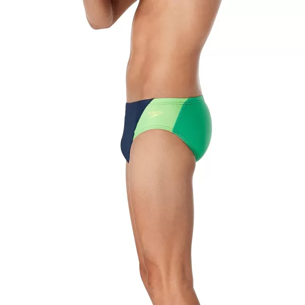 Speedo UnisexAdult Swimsuit Brief Eco Prolt Solid AdultSplice Team NavyBright Green