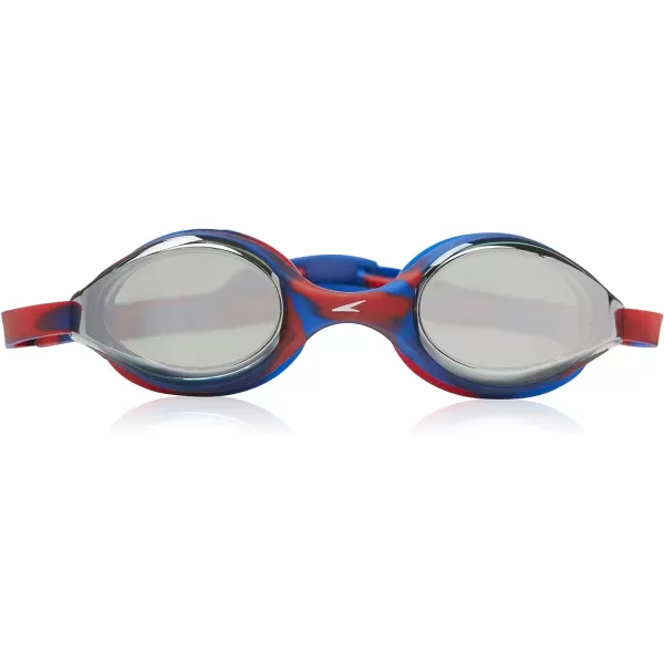 Speedo Unisexchild Swim Goggles Junior Hyper Flyer Ages 614Navy RedGrey Mirrored