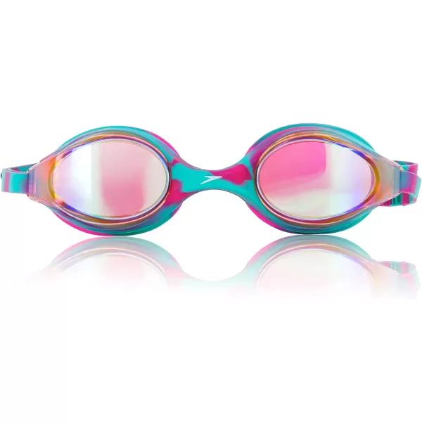Speedo Unisexchild Swim Goggles Junior Hyper Flyer Ages 614Pink GlowGreen