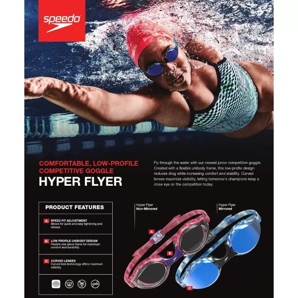 Speedo Unisexchild Swim Goggles Junior Hyper Flyer Ages 614Silver Mirrored