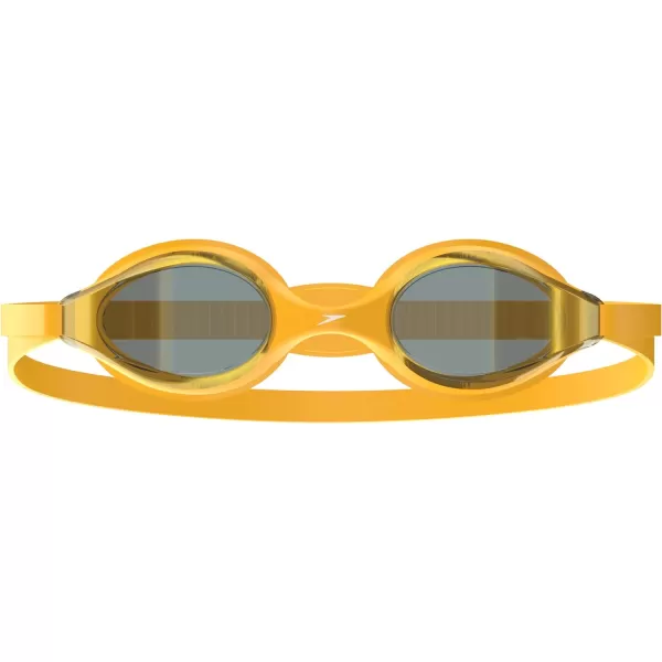 Speedo Unisexchild Swim Goggles Junior Hyper Flyer Ages 614Tlat Bright Gold SteelGoldmirror