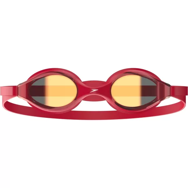 Speedo Unisexchild Swim Goggles Junior Hyper Flyer Ages 614Tlat Scarlet SteelCrimsonmirror