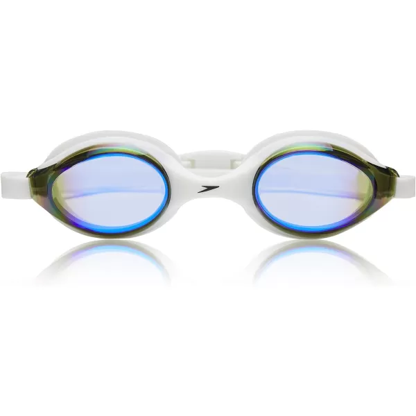 Speedo Unisexchild Swim Goggles Junior Hyper Flyer Ages 614WhiteEmerald Mirrored